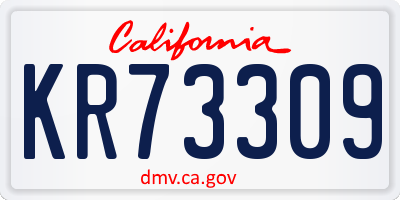 CA license plate KR73309