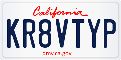 CA license plate KR8VTYP