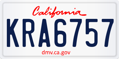 CA license plate KRA6757