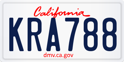 CA license plate KRA788