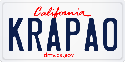 CA license plate KRAPAO