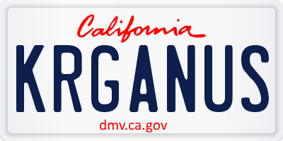 CA license plate KRGANUS