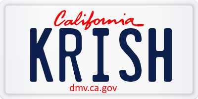 CA license plate KRISH