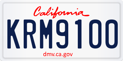 CA license plate KRM9100