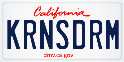 CA license plate KRNSDRM