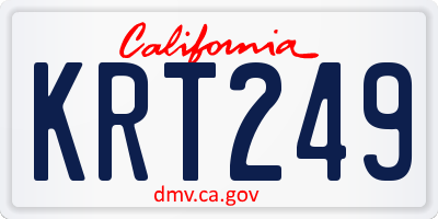 CA license plate KRT249