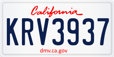 CA license plate KRV3937