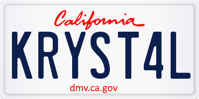 CA license plate KRYST4L