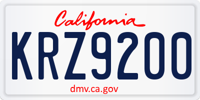 CA license plate KRZ9200