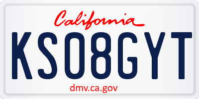 CA license plate KS08GYT