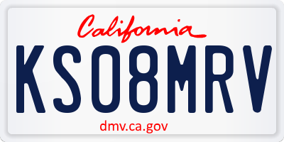 CA license plate KS08MRV