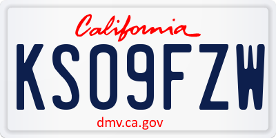 CA license plate KS09FZW