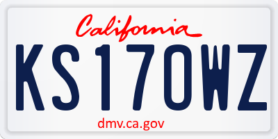 CA license plate KS17OWZ