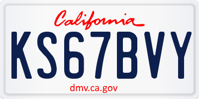 CA license plate KS67BVY