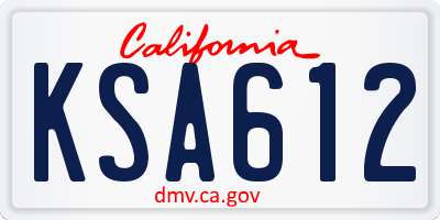 CA license plate KSA612