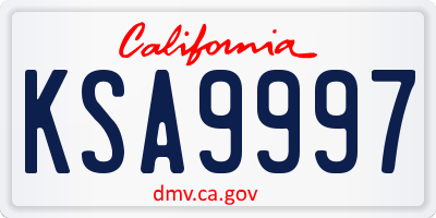 CA license plate KSA9997