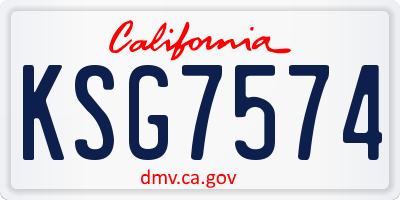 CA license plate KSG7574