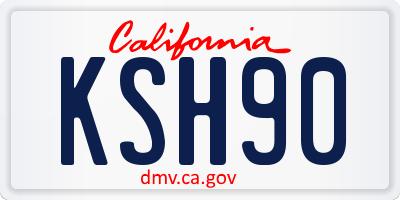 CA license plate KSH90