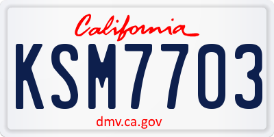 CA license plate KSM7703