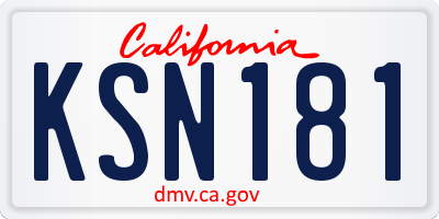 CA license plate KSN181