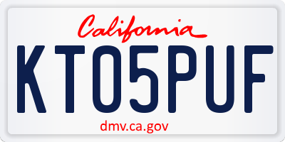 CA license plate KT05PUF