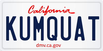 CA license plate KUMQUAT
