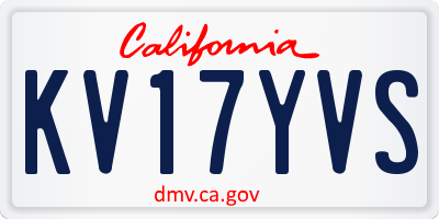 CA license plate KV17YVS