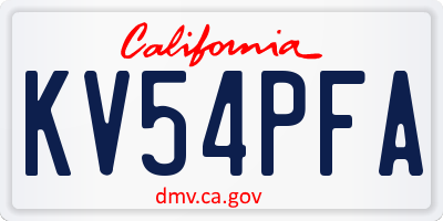 CA license plate KV54PFA