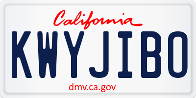 CA license plate KWYJIBO