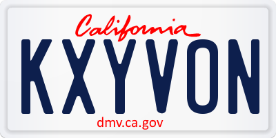 CA license plate KXYVON