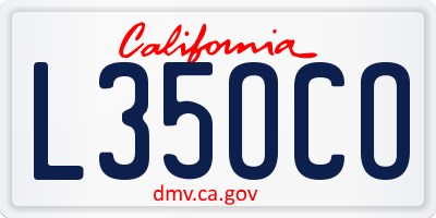 CA license plate L35OCO