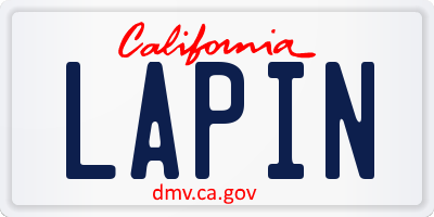 CA license plate LAPIN