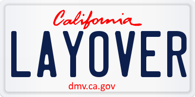 CA license plate LAYOVER