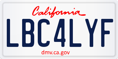 CA license plate LBC4LYF