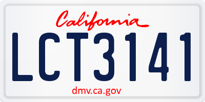 CA license plate LCT3141