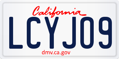 CA license plate LCYJO9