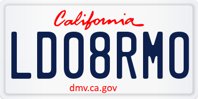 CA license plate LD08RMO