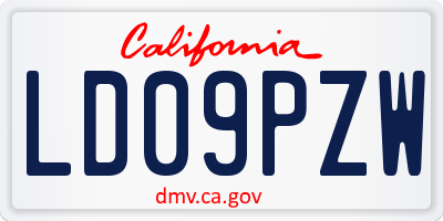 CA license plate LD09PZW