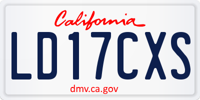 CA license plate LD17CXS