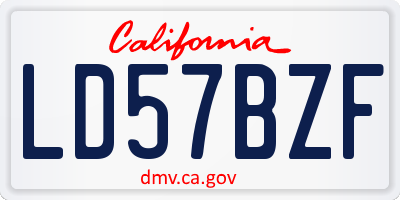 CA license plate LD57BZF