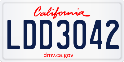 CA license plate LDD3042