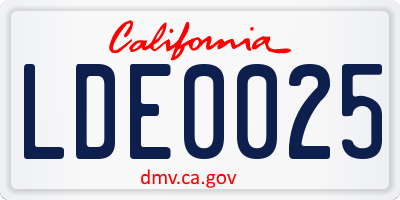 CA license plate LDE0025