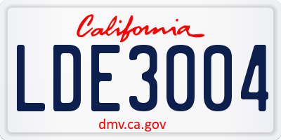 CA license plate LDE3004