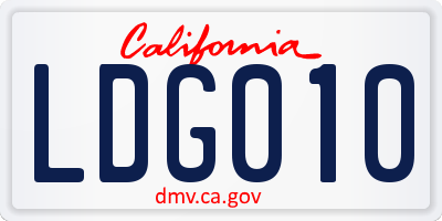 CA license plate LDG010