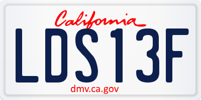 CA license plate LDS13F