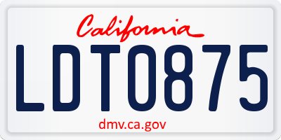 CA license plate LDT0875