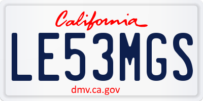 CA license plate LE53MGS