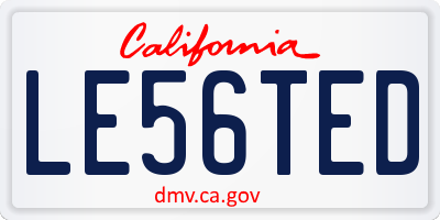 CA license plate LE56TED