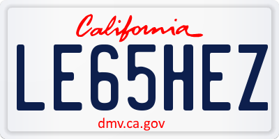 CA license plate LE65HEZ