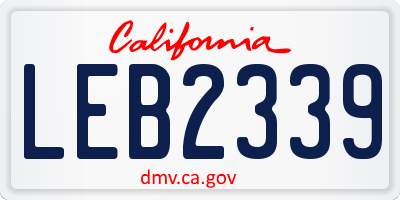 CA license plate LEB2339